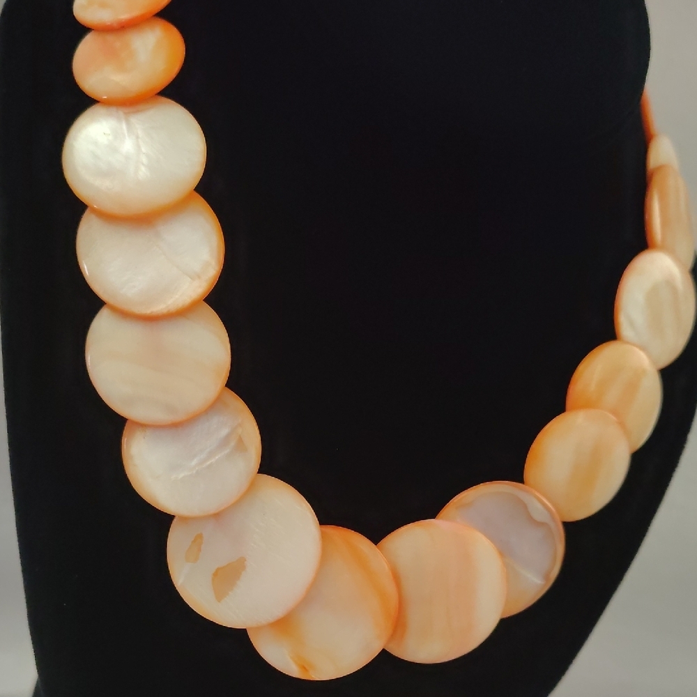 Orange Shell Disc Statement Necklace - image 3